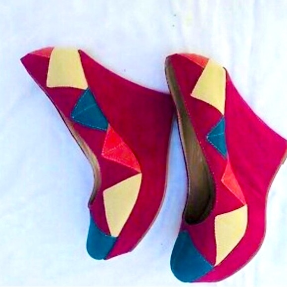 ALBA Multicolor Platform Wedge High Heels Shoes. Size 10 - Picture 2 of 8